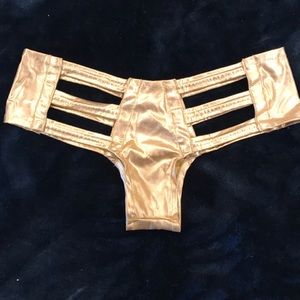 iHeartRaves Gold micro side cut booty shorts